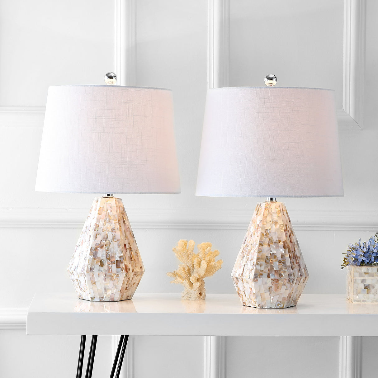 JYL4004A-SET2 Set of 2 Table Lamps Isabella 21" Seashell LED Table Lamp