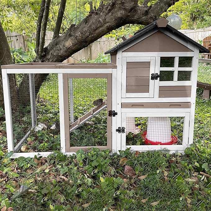 Rabbit Hutch Outdoor Rabbit Cage Indoor, 51.6" L Wooden Bunny Cage