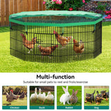 YITAHOME 8 Panel Foldable Chicken Coop with UV-Proof Oxford Cloth, Metal Chicken Tractor Cage Duck Rabbit Cat Crate, Outdoor Walk-in Poultry Cage