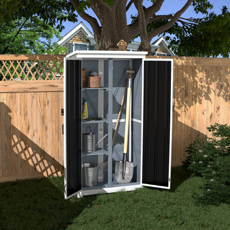 Outdoor Storage Cabinet Wood & Metal Garden Shed