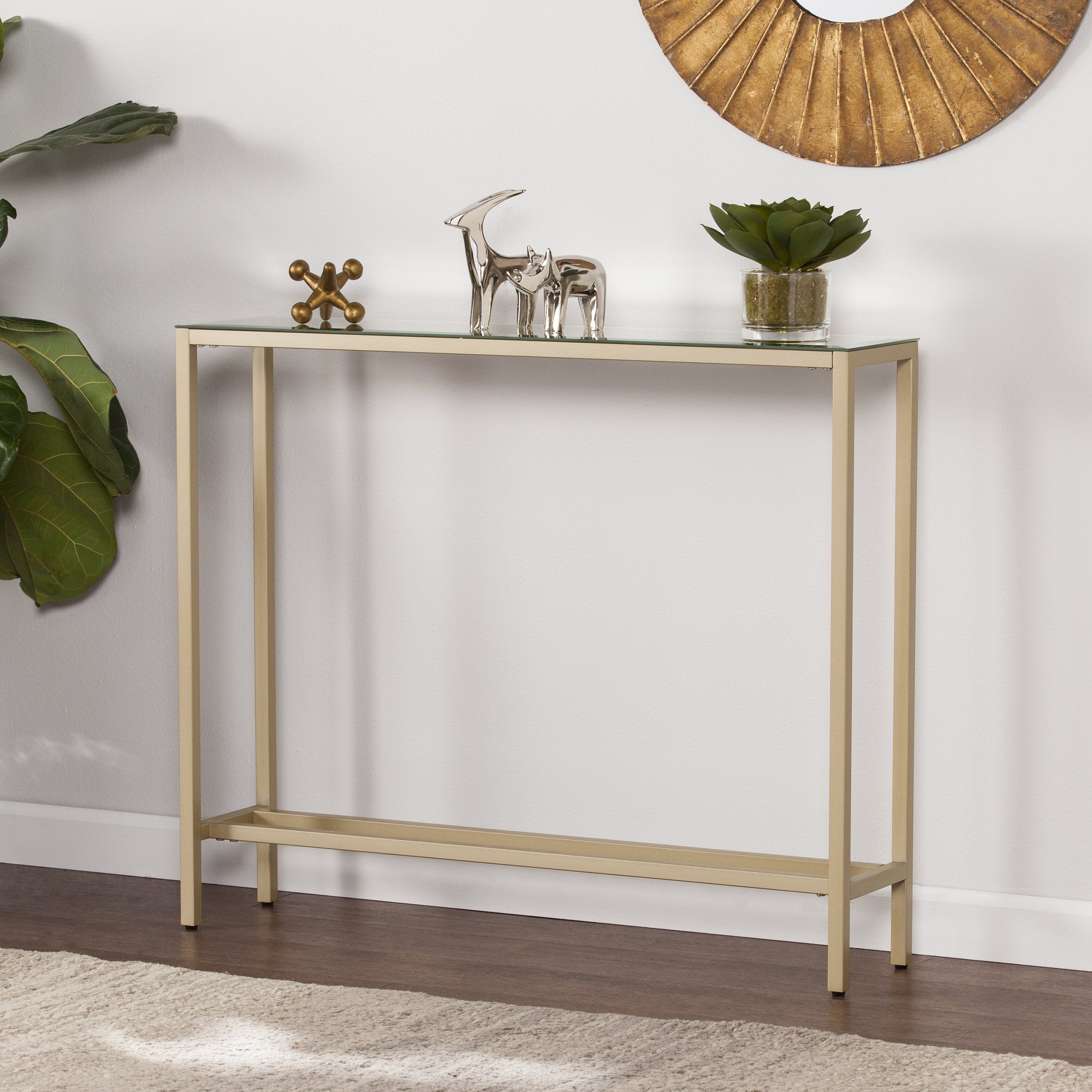 47" Fluted Console Table with 3 Drawers, Narrow Long Entryway Tables