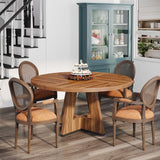 47 Inch Farmhouse Round Dining Table for 4,Kitchen Small Dinner Table,Wood Dinning Table