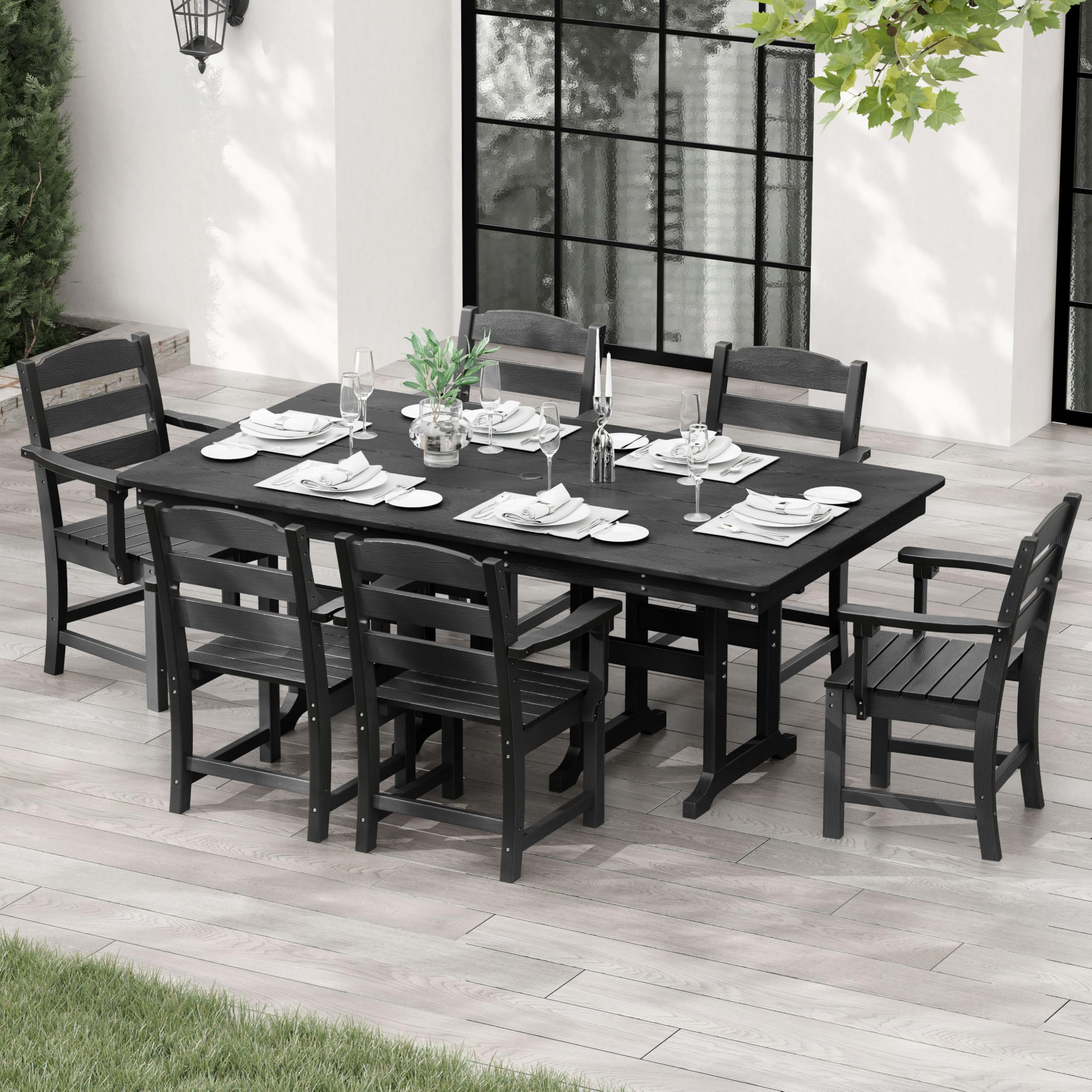7-Piece Outdoor Dining Table Sets for 6 with Umbrella Hole