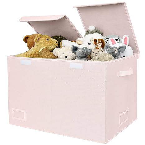 Toy Chest with Lids, Foldable Toy Storage Organizer with Handles, Stuffed Animal Storage