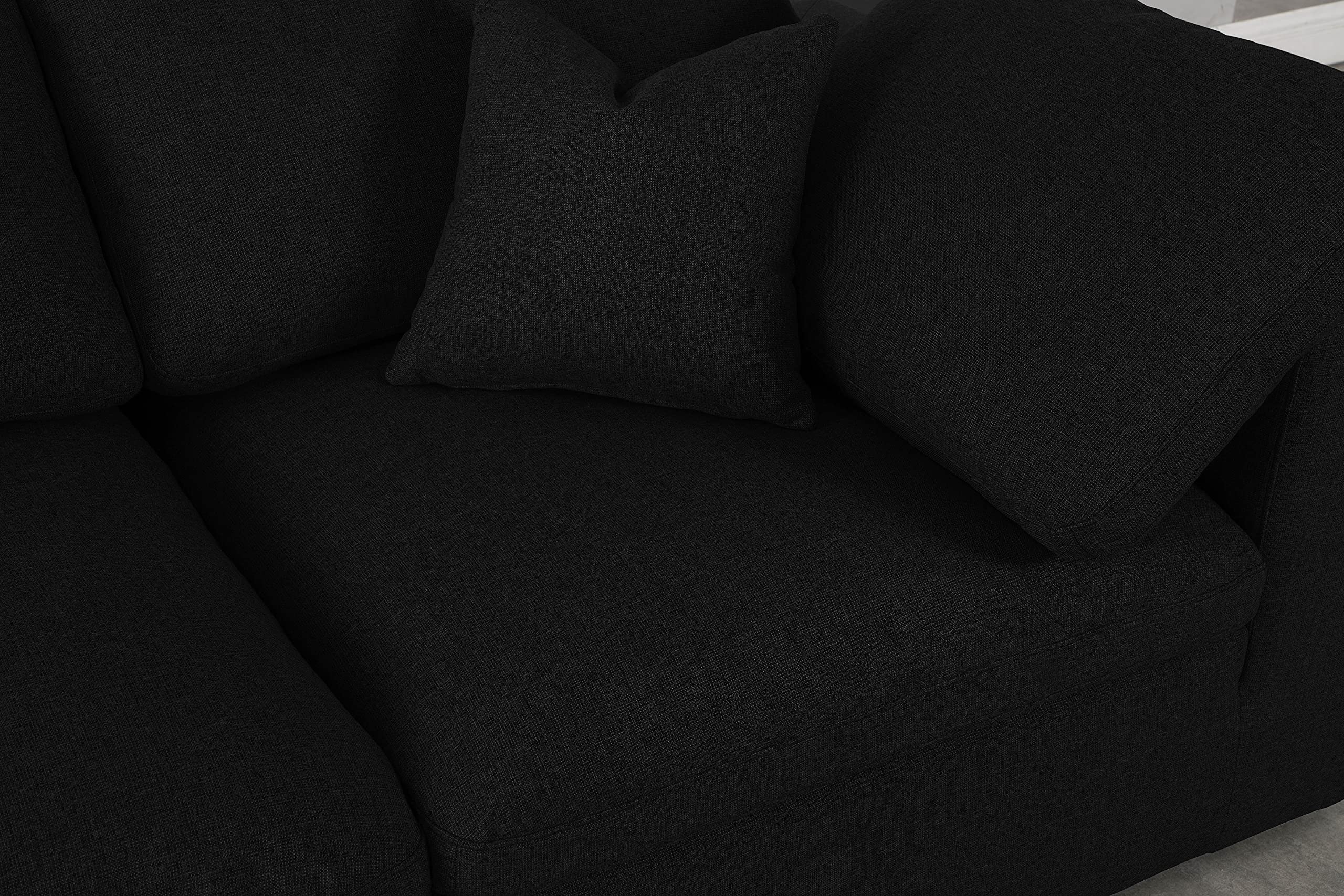 Contemporary Deluxe Comfort Modular Sectional, Soft Linen Textured Fabric
