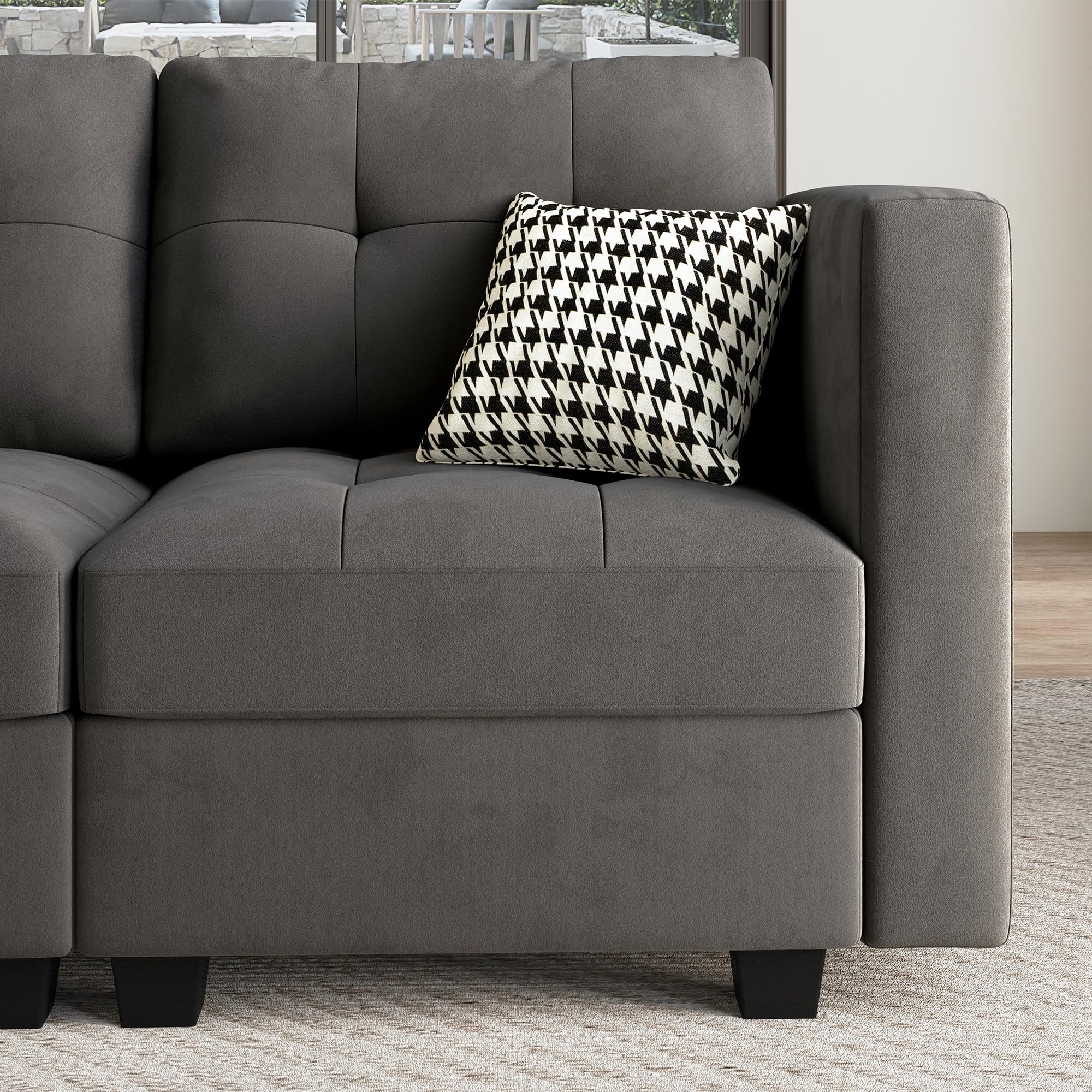 Modular Sectional Sofa with Storage Seat Convertible L Shaped Couch