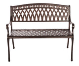 62441 Simone Cast Aluminum Patio Bench Heavy Duty Rust Free Metal Construction