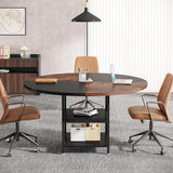 47-Inch Square Conference Table for 4-6 People, Wood Meeting Room Table