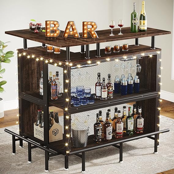 Home Bar Unit, L-Shaped Liquor Bar Table