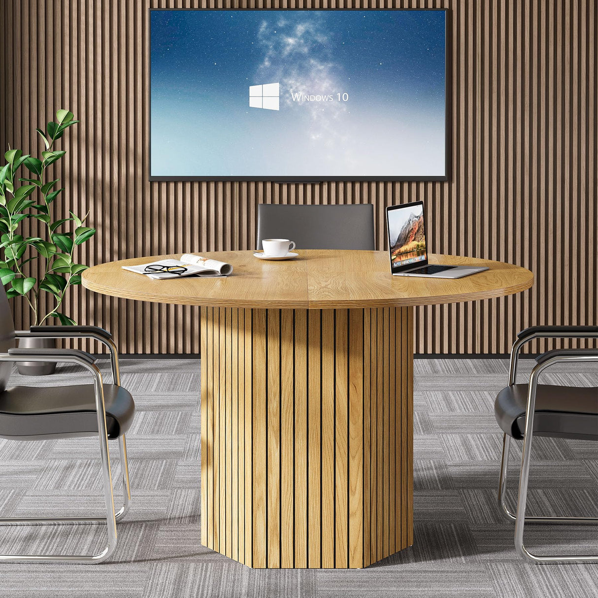 Conference Table, Modern Meeting Table for 4-6 People, 47-Inch Wood Business Office