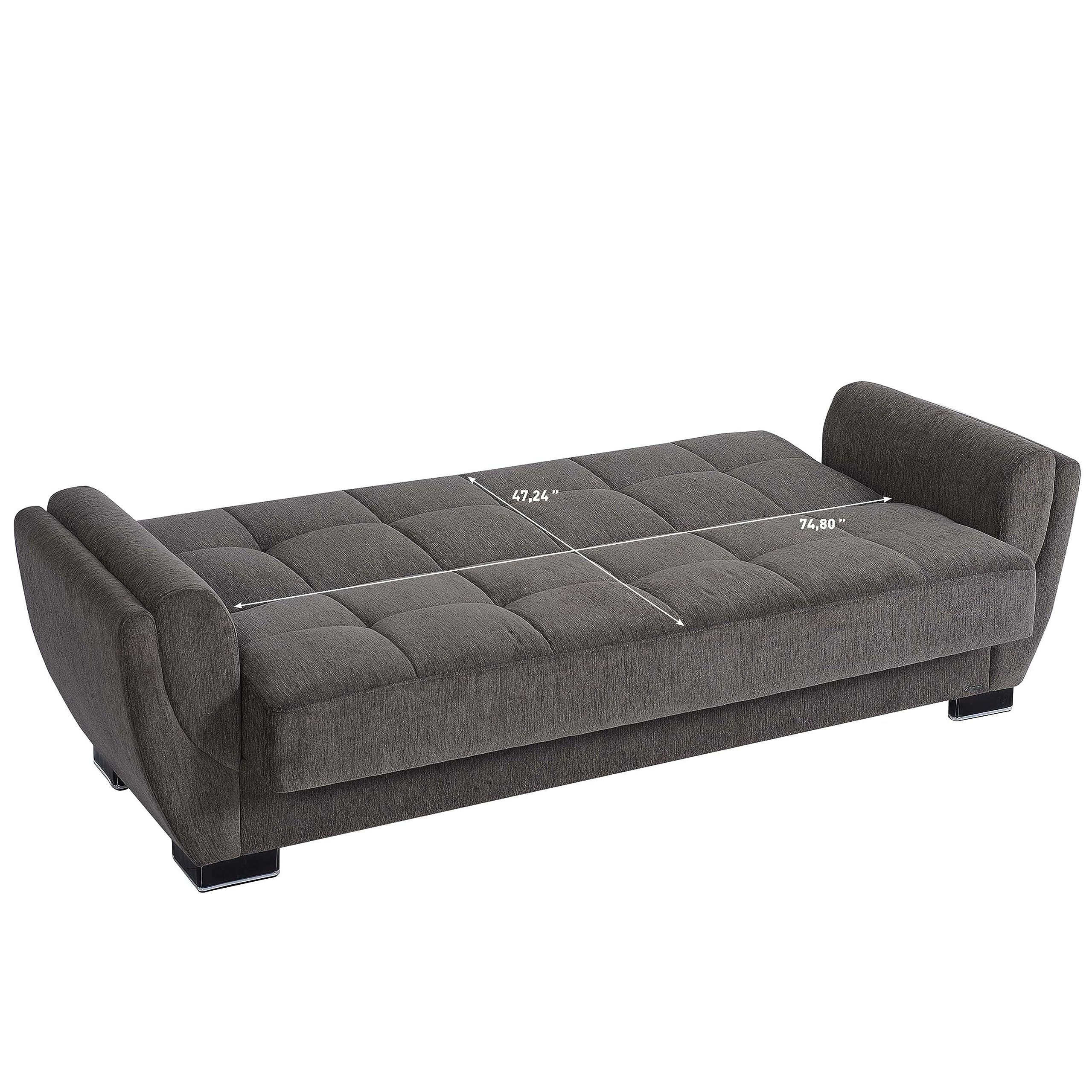 95" Convertible Sofa Bed with Storage, Firm, Fabric, 3 Seater