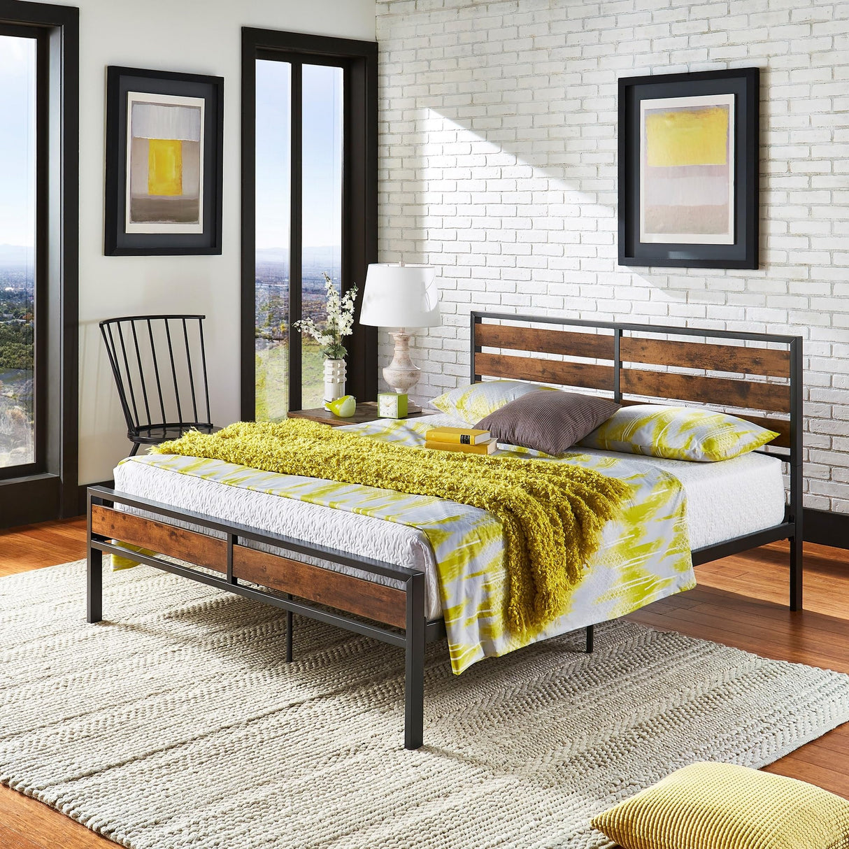 Bed with Wood Finish Panels by Classic Grey Full Industrial, Modern & Contemporary