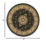 Lyndhurst Traditional Oriental Area Rug - 8' Round Black & Ivory