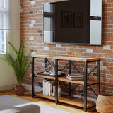 Rustic Entryway Console Table, Long Hallway Table 47in 3-Tier, TV Stand Entertainment