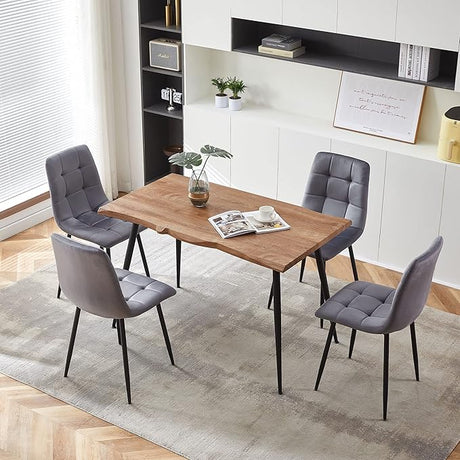 5-Piece Dining Table Set, 47 in Modern Irregular Rectangle Kitchen Table