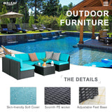 7 Pieces Outdoor Furniture Rattan Sectional Patio Sofa