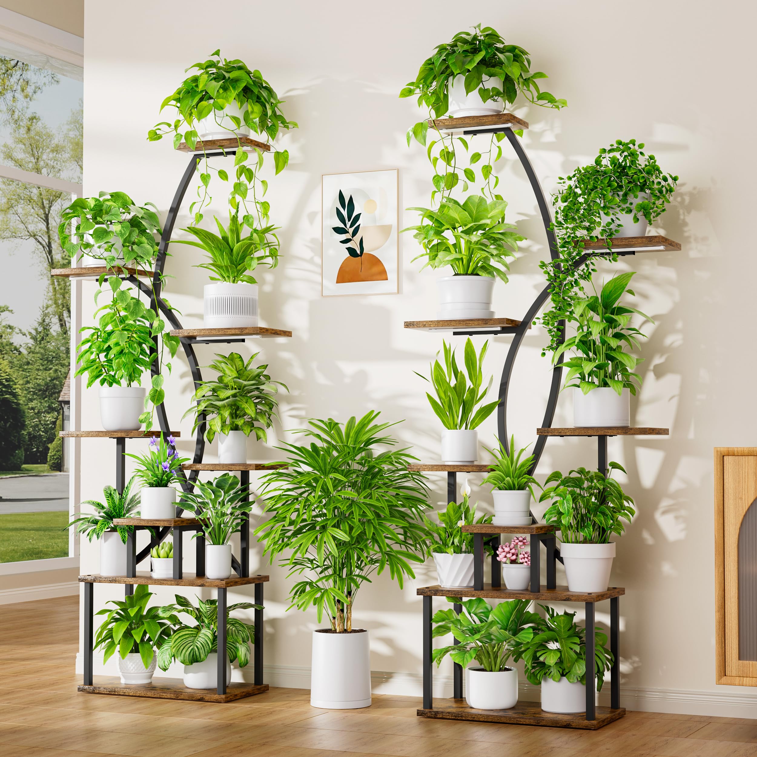 Plant Stand Indoor with Grow Lights - 8 Tiered Tall Plant Shelf, 65" Metal Corner Shelves