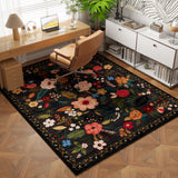 Bedroom Rug 3x5 Rug Washable Area Rug Non Slip Low Pile Boho Floral