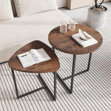 Round Coffee Table Set of 2 End Tables for Living Room,Black Small Coffee Table