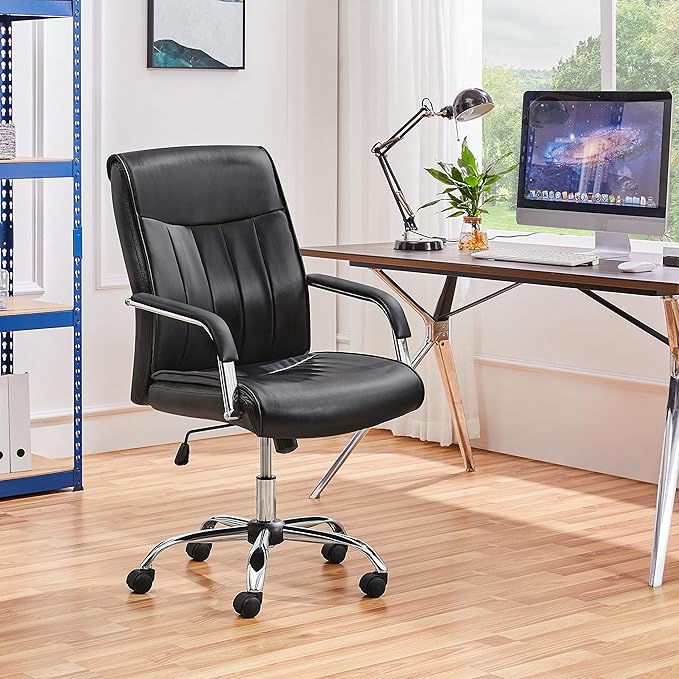 Big and Tall Desk Chair PU Leather Office Chair Ergonomic Computer Swivel Chair