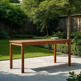 Dominica Contemporary Slatted Outdoor Dining Table, 34 Inch, Dark Brown