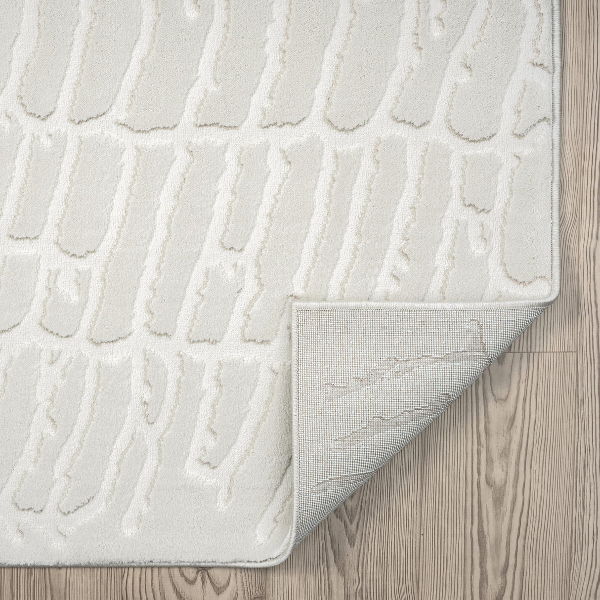 Cream Pebble Pattern Area Rug 8x10 - Durable Easy-Clean Living Room Bedroom Rug