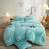 Plush Shaggy Duvet Cover Set, Luxury Ultra Soft Crystal Velvet Fluffy Bedding Sets 3 Pieces