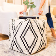Unstuffed Boho Pouf Ottoman Cover – Modern Bohemian Living Room Decor