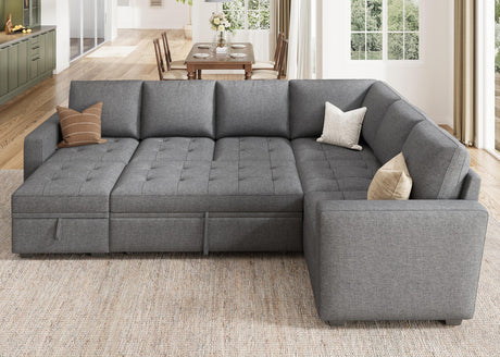 Modular Sectional Sleeper Sofa with Pull Out Bed, Convertible L Shaped