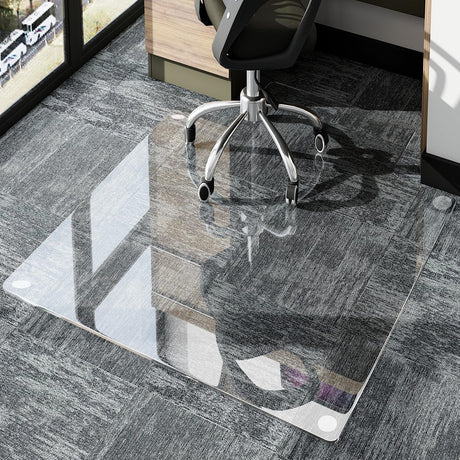 Irregular Tempered Glass Floor Mat - 45" x 53" Office Chair Mat