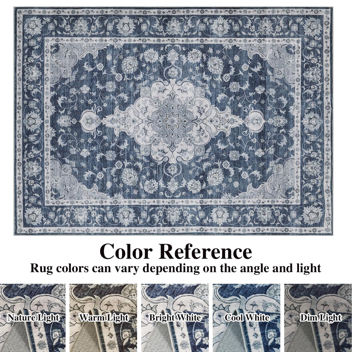 5x7 Area Rugs, Non Slip Distressed Living Room Rugs, Soft Washable Area Rugs with Low