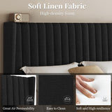 Queen Upholstered Platform Bed Frame with Fabric Headboard - Black