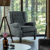 Wingback Recliner Chair, Push Back Recliner with High Back, Upholstered Tufted Accent