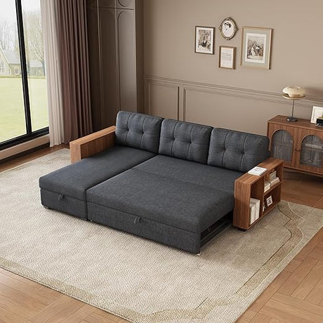 Sleeper Sofa Couch with Pull Out Bed,L Shaped Sleeper Sofa with Storage