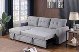 82 inch Convertible L Shaped Sleeper Sectional Sofa Linen with Storage Chaise