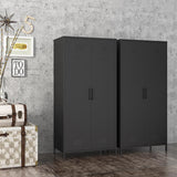 Metal Armoire, Wardrobe Closet Cabinet with Hanging Rod and Shelves for Bedroom