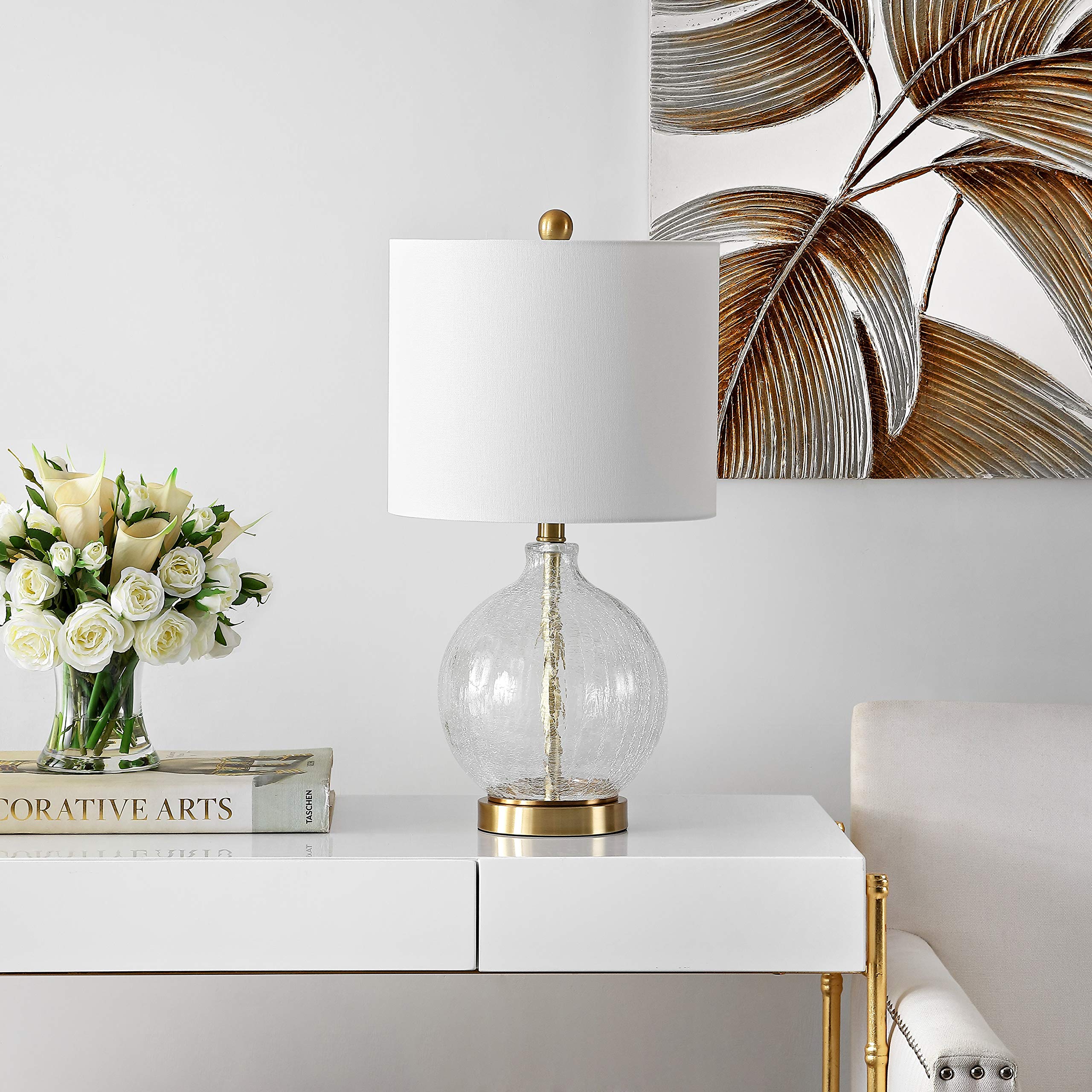 Lighting Collection Lovell Clear Glass/ Gold 22-inch Bedroom Living Room Home Office