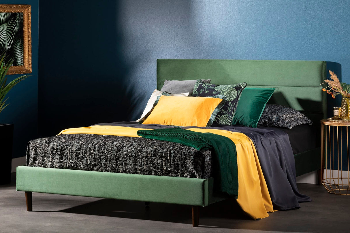 Maliza Upholstered Complete Platform Bed, Queen, Green