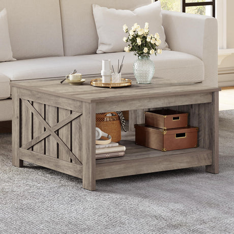 Coffee Table Farmhouse Coffee Table with Storage Rustic Wood Cocktail Table