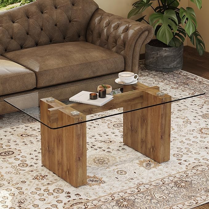 Glass Coffee Table for living room, modern rectangular