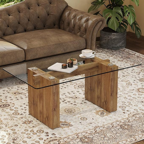 Glass Coffee Table for living room, modern rectangular