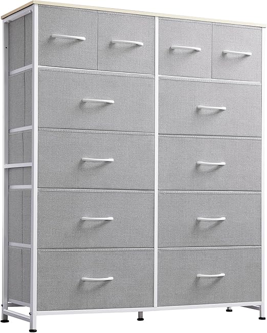 Tall Dresser for Bedroom with 12 Drawers, Dressers & Chests of Drawers, Fabric Dresser