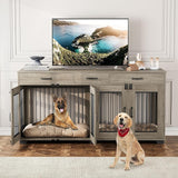 71" Double Dog Crate Furniture with Storage Drawers