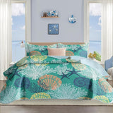 3 Piece Coastal Quilt Sets King Size - Reversible Microfiber Quilts with 2 Shams Soft