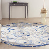 Aloha Indoor/Outdoor Blue/Grey 7’10” x Round Area Rug, Easy Cleaning