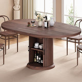 63" Extendable Round Dining Table for 4-6 with Storage Shelf