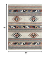 Multicolor Southwestern Area Rug 5x8 - Orange Grey Beige Tribal Pattern