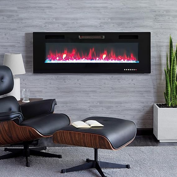 Wall Mounted & Recessed Fireplace Heater with Remote