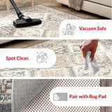 9x12 Becca Traditional Tiled Area Rug - Charcoal Faded Transitional Design