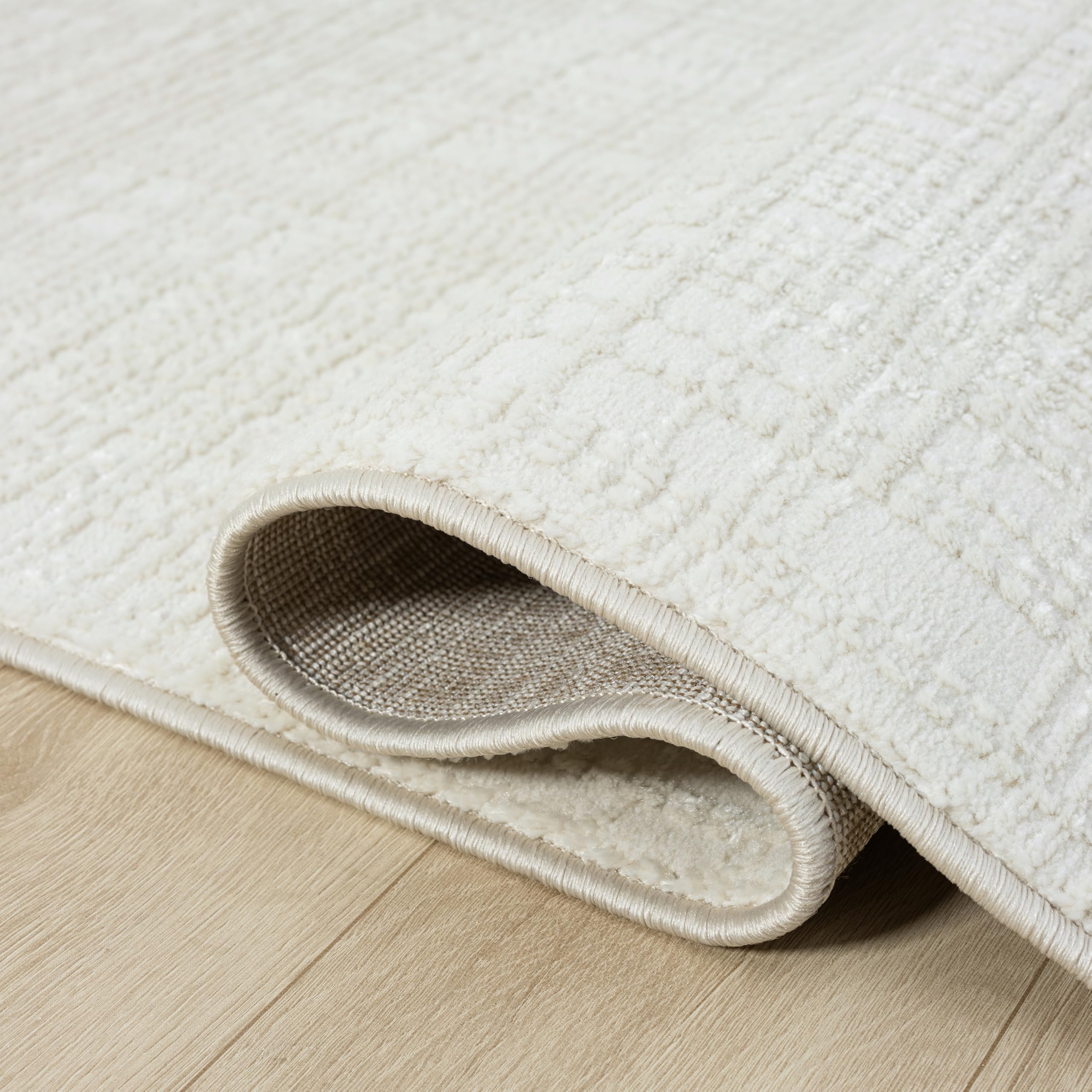 Abani Cream Area Rug - 6' x 9' - Living Room & Bedroom - Textured Weave Design - Indoor Use - Easy to Clean, Stain Resistant, Non-Shedding - Neutral Collection